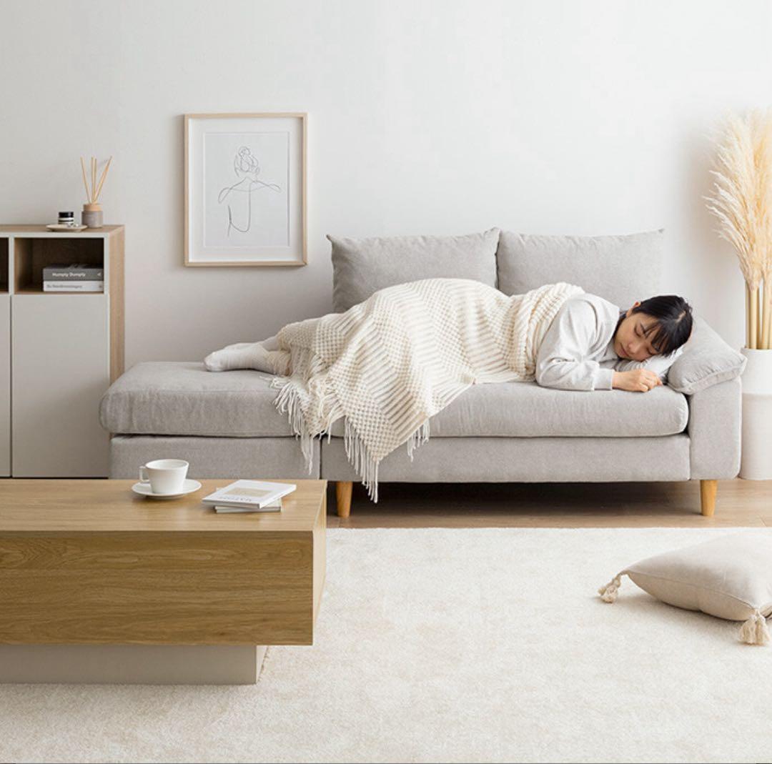 【ミミ】オットマン付き2人掛けカウチソファ