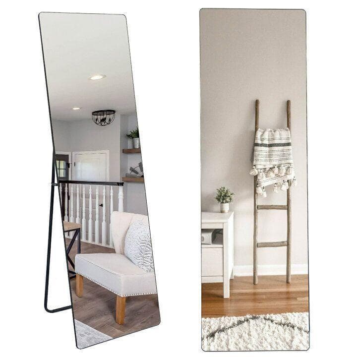 スタンドミラー 壁掛け 全身 鏡 姿見鏡 150cmx40cm 金 1521