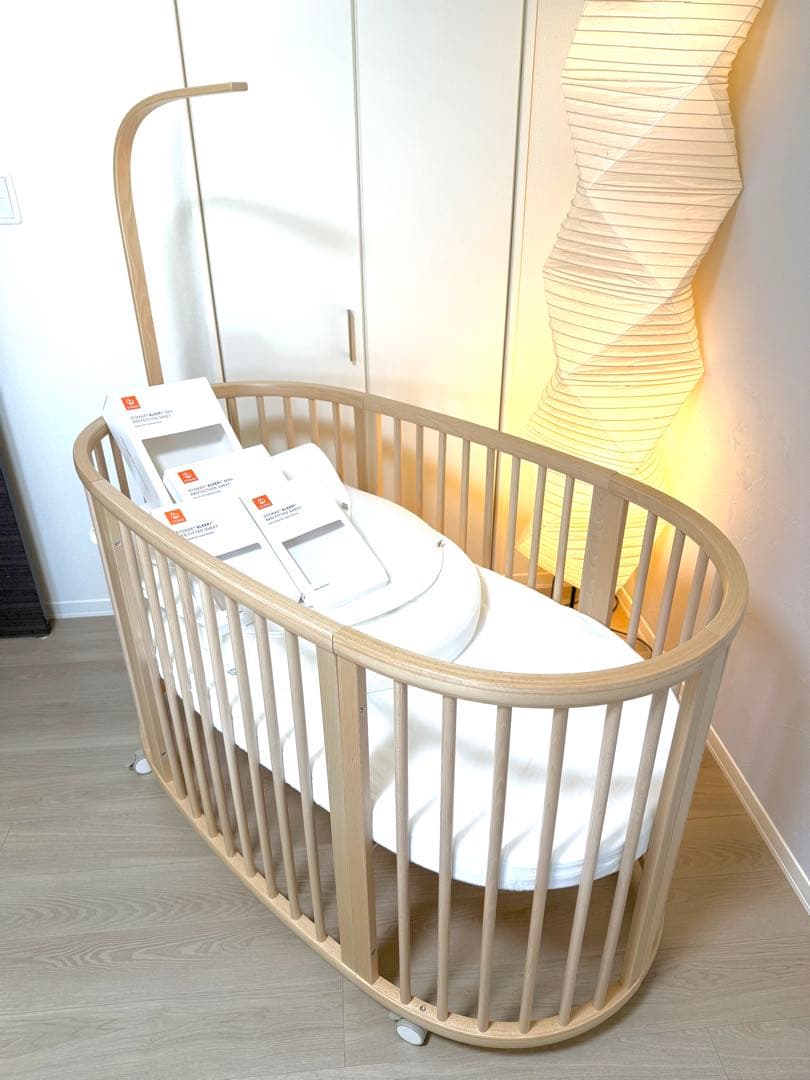 STOKKE スリーピーベビーベッド ナチュラルウッド　美品