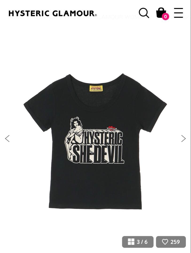 SHE DEVIL HEART刺繍 チビTシャツ　ブラック