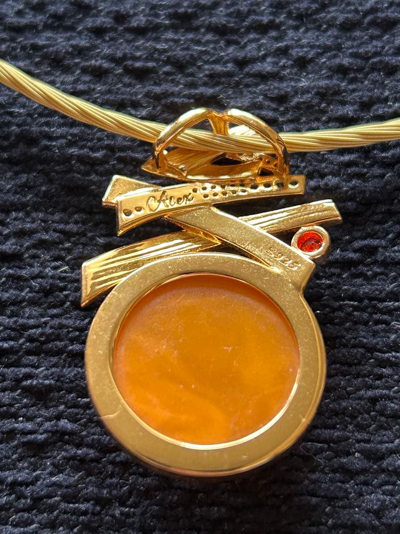 ◇天然琥珀 シルバー925メッキ金嵌め インレイ 3点セット【箱、鑑定書 付】