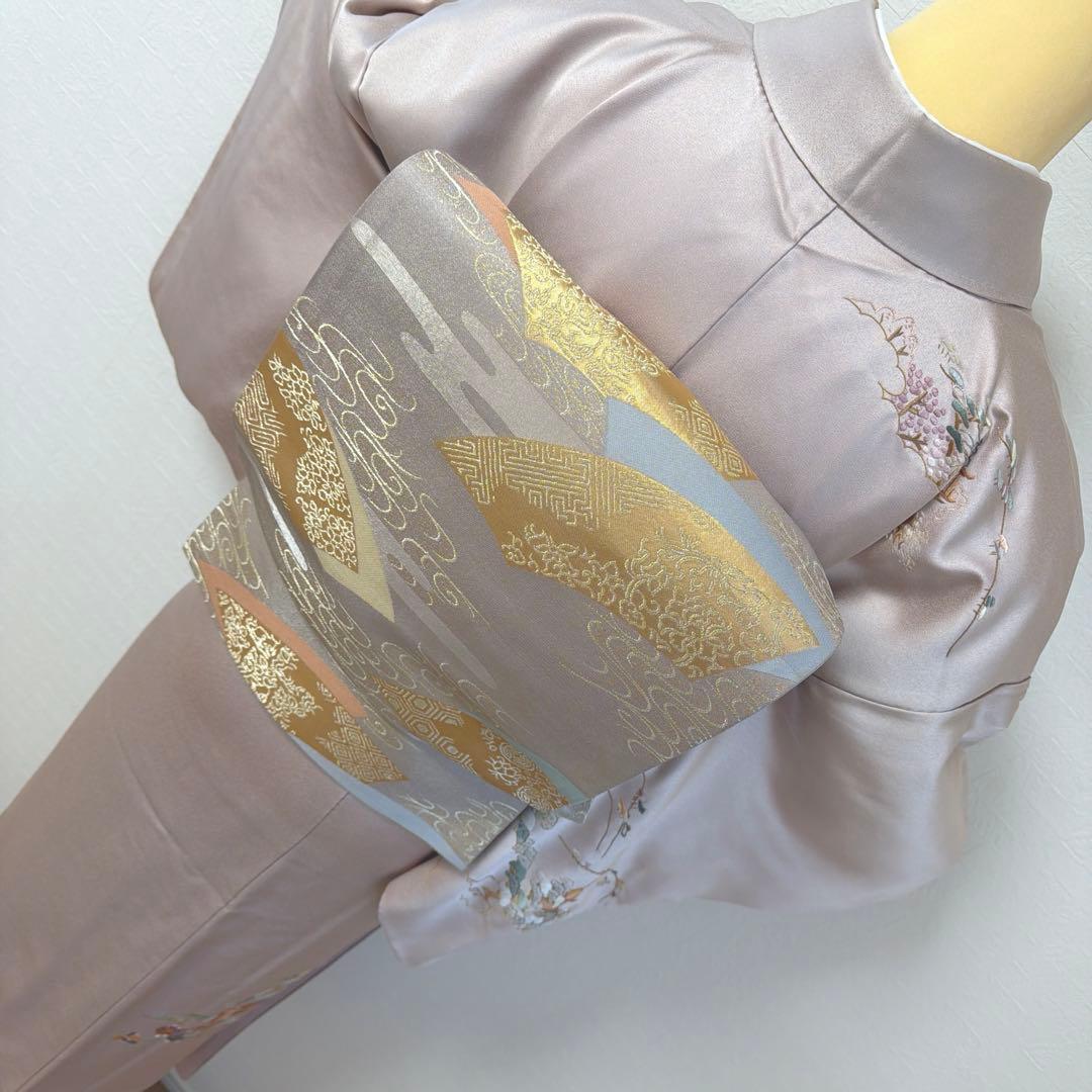 496 訪問着フルセット 正絹 薄紫 金彩 豪華 総刺繍 暈し染め お上品