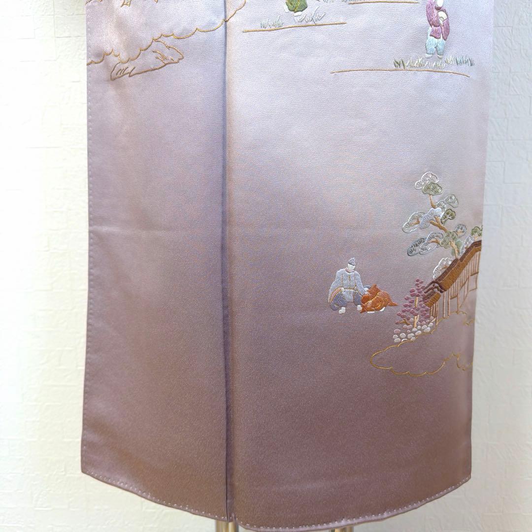 496 訪問着フルセット 正絹 薄紫 金彩 豪華 総刺繍 暈し染め お上品