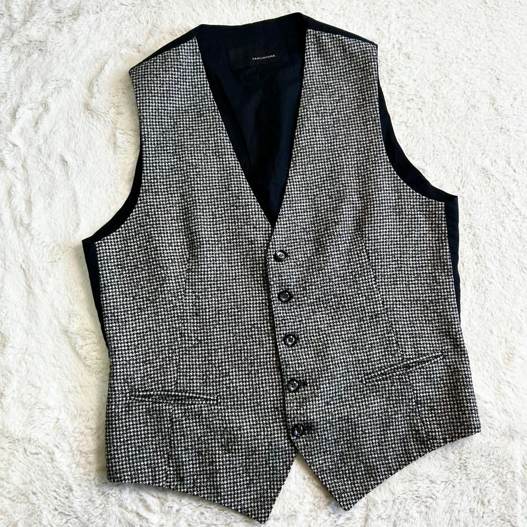 高級✨TAGLIATORE ウール100% 千鳥柄　ジレ　46