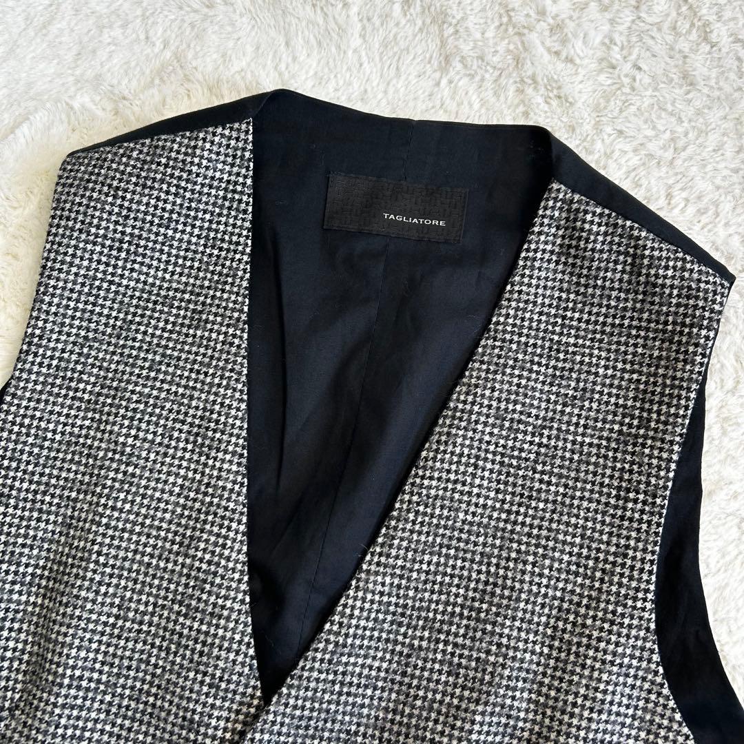 高級✨TAGLIATORE ウール100% 千鳥柄　ジレ　46