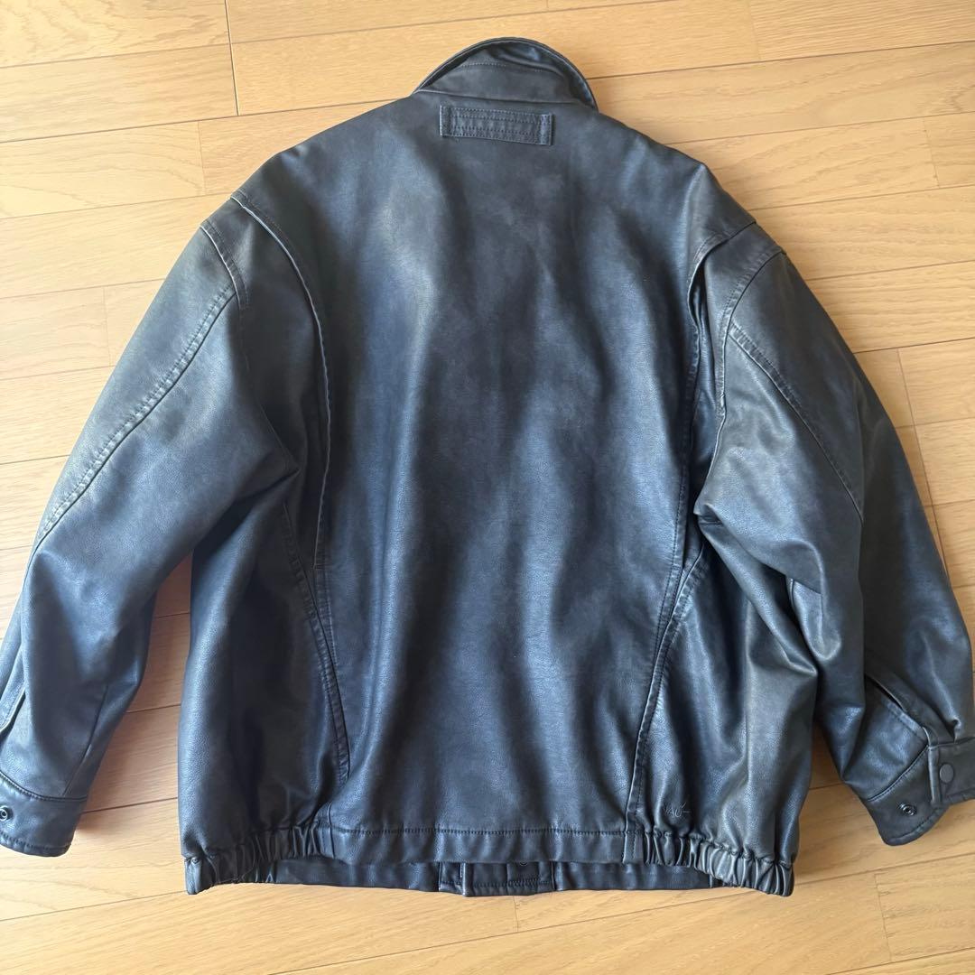 NAUTICA ムラ加工 フェイクレザーブルゾン