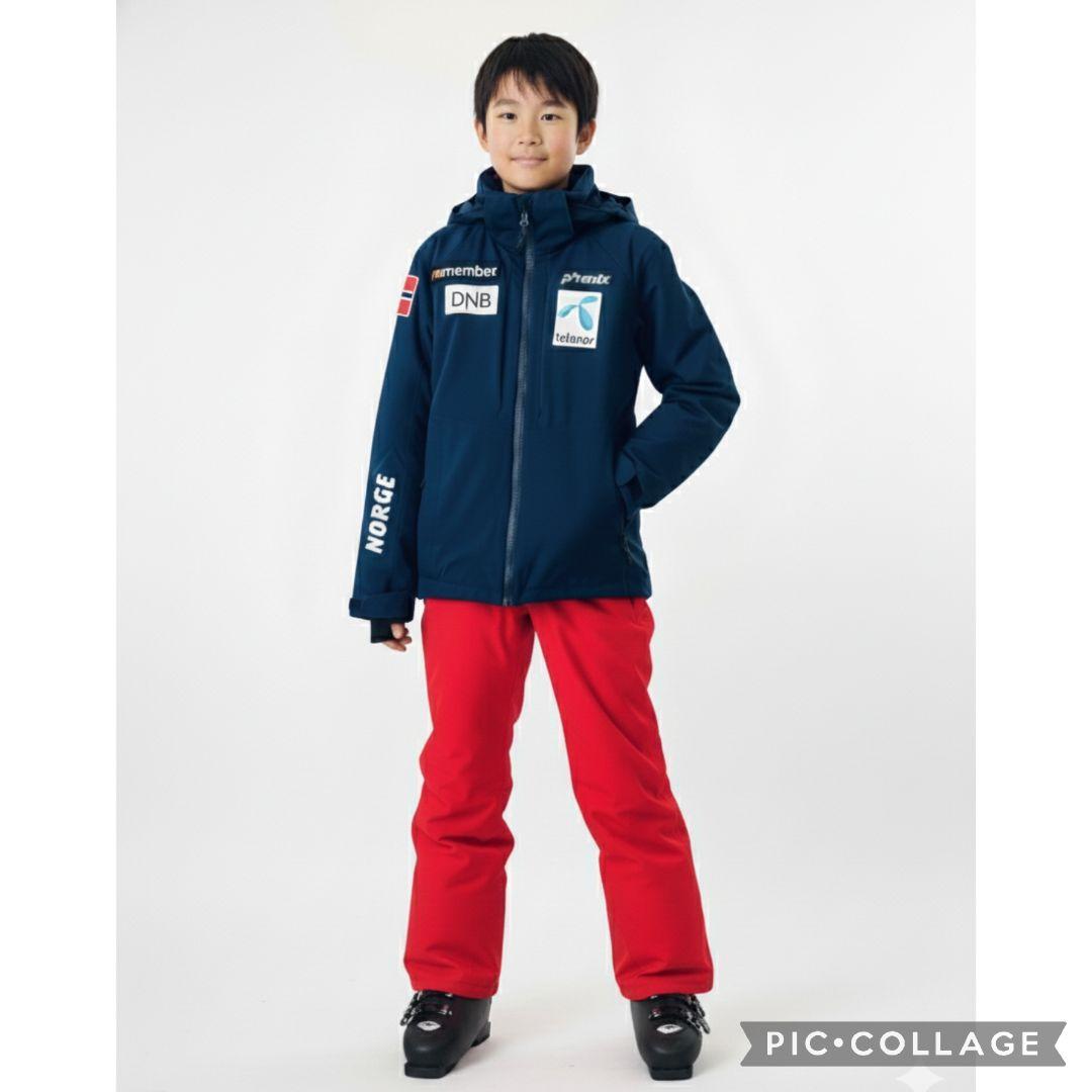 美品☆PHENIX ジュニアスキーウェア 上下 140 ノルウェーモデル 紺赤