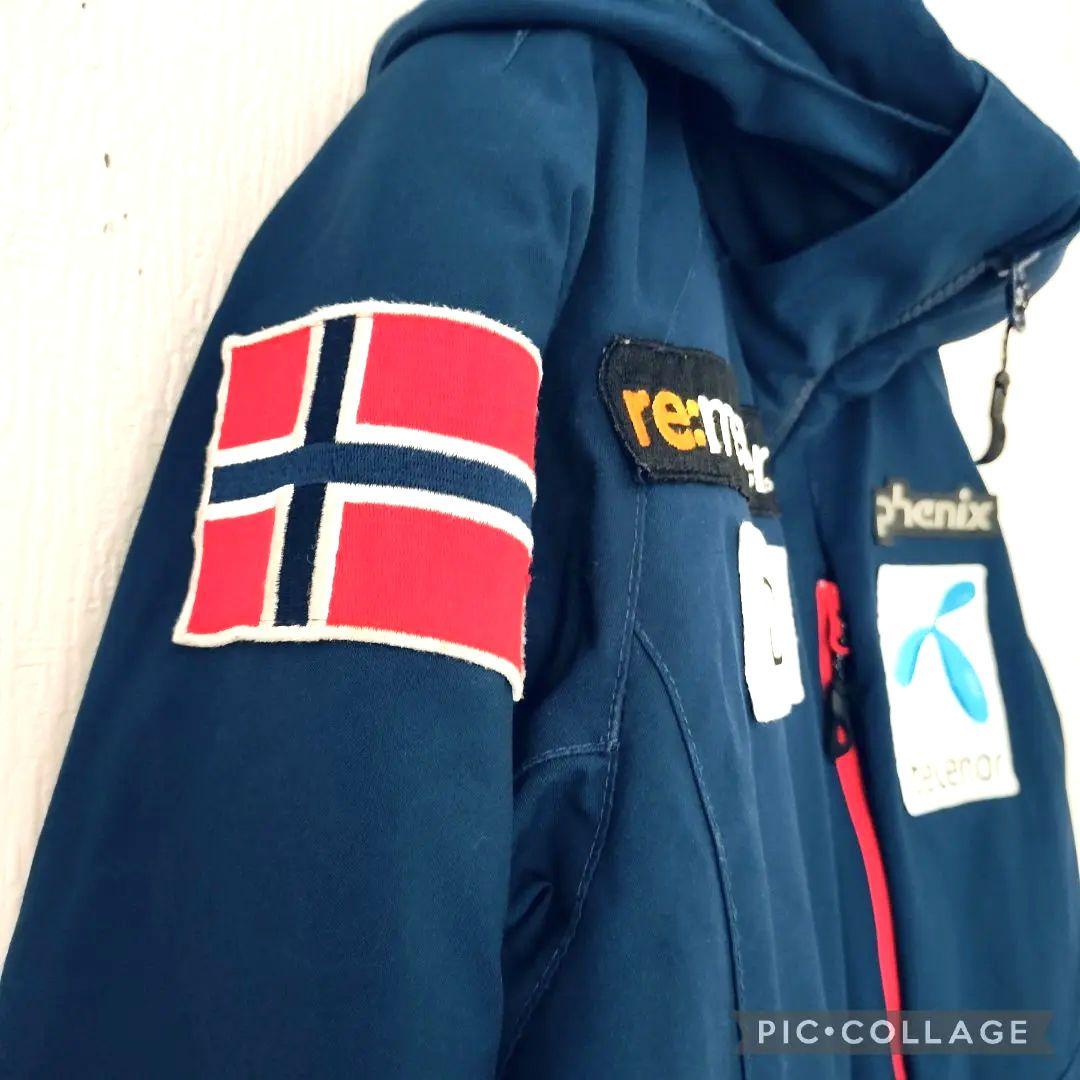 美品☆PHENIX ジュニアスキーウェア 上下 140 ノルウェーモデル 紺赤