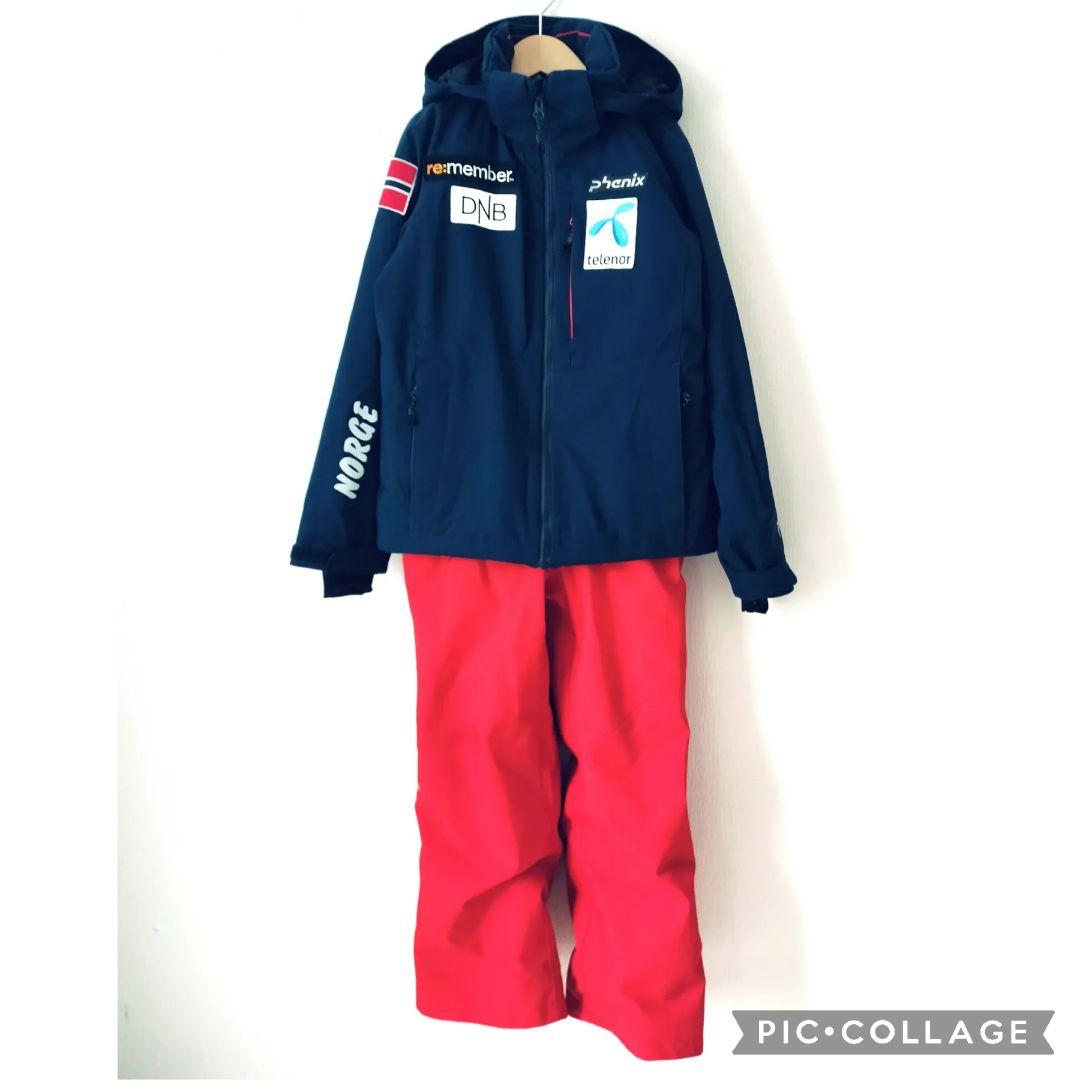 美品☆PHENIX ジュニアスキーウェア 上下 140 ノルウェーモデル 紺赤