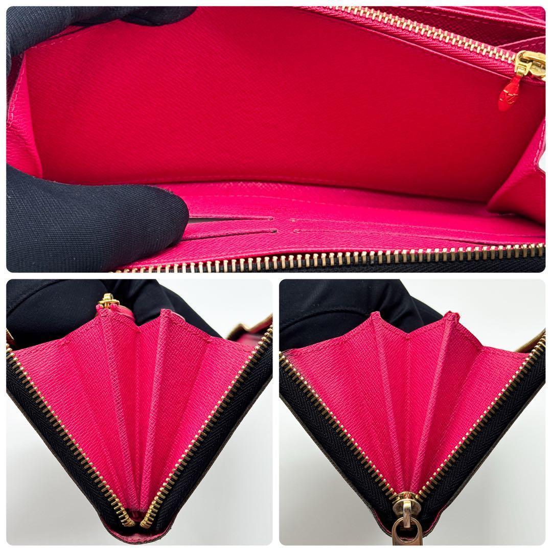 ルイヴィトン モノグラム ジッピーウォレット マルチカラー 財布 ピンク 黒