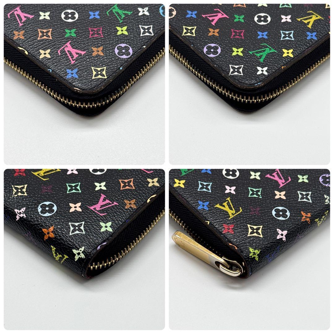 ルイヴィトン モノグラム ジッピーウォレット マルチカラー 財布 ピンク 黒