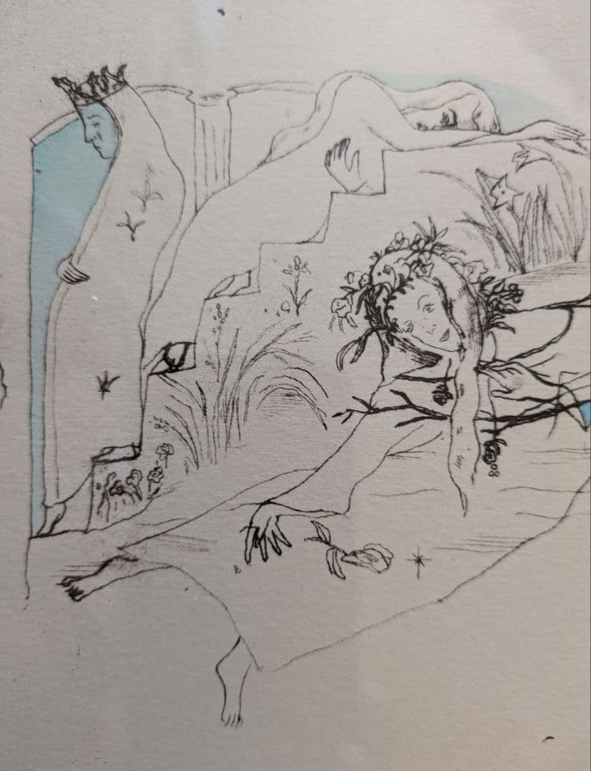 「くるたん様用」ｚ山本容子さんの手彩色銅版画 「ハムレット―３」