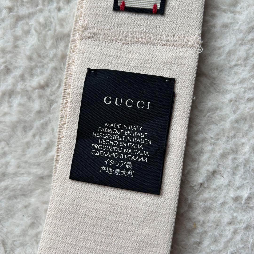 【美品】グッチ エラスティック ヘアバンド ロゴ アイボリー ユニセックス 現行