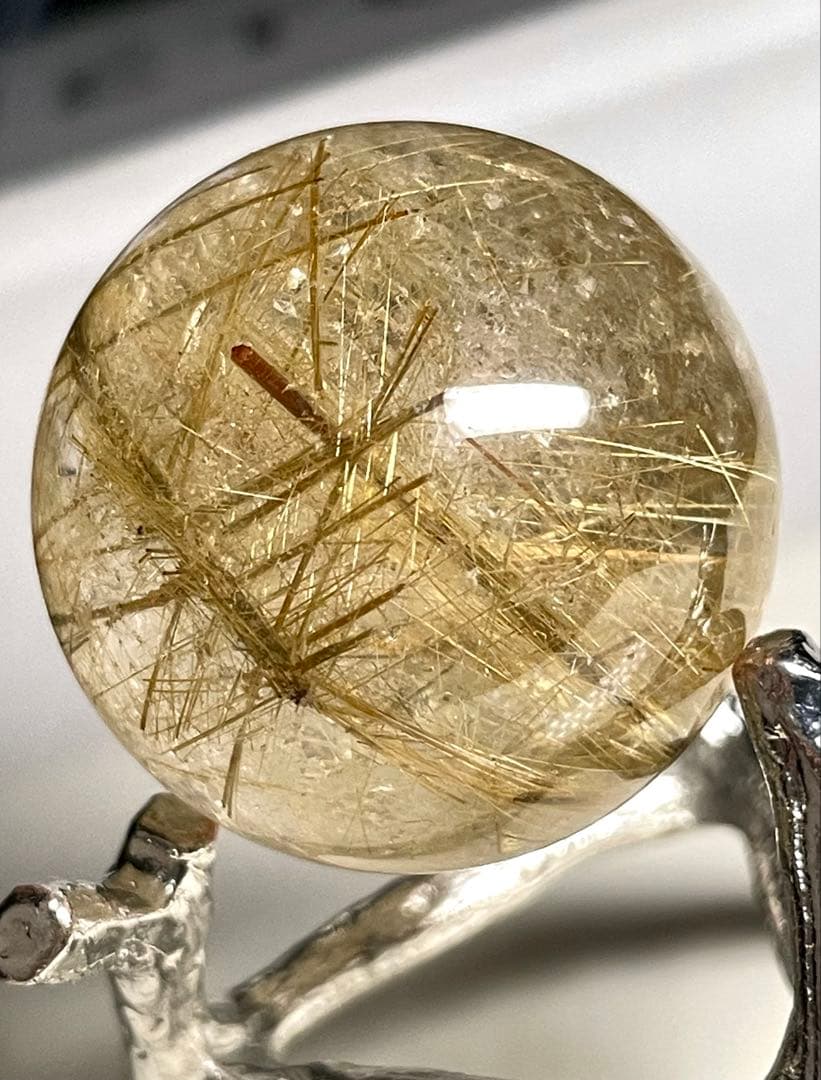 【ゴールドルチルクォーツ】丸玉●スフィア◆金運・仕事運◆天然石◆パワーストーン