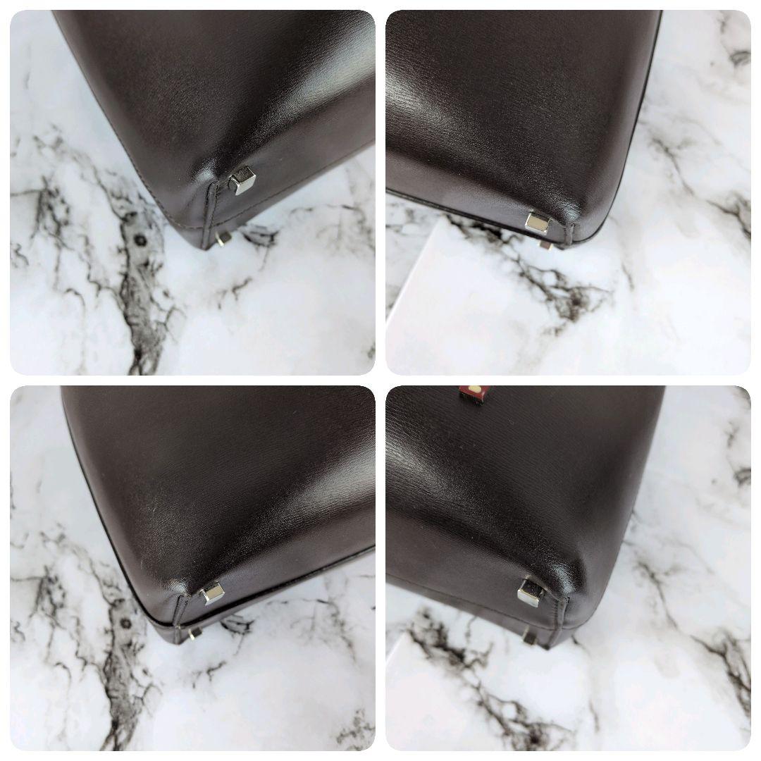 【極美品】BALLY☆Bロゴ　オールレザー　バッグ　ダークブラウン　レディース