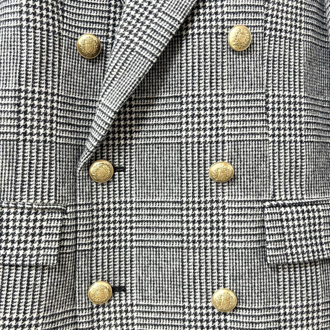 美品✨HAUNT ダブルジャケット　グレー　チェック　金ボタン　38