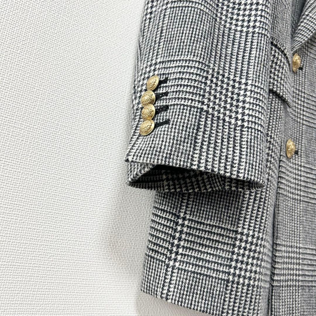 美品✨HAUNT ダブルジャケット　グレー　チェック　金ボタン　38