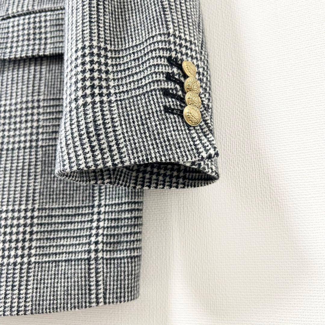 美品✨HAUNT ダブルジャケット　グレー　チェック　金ボタン　38