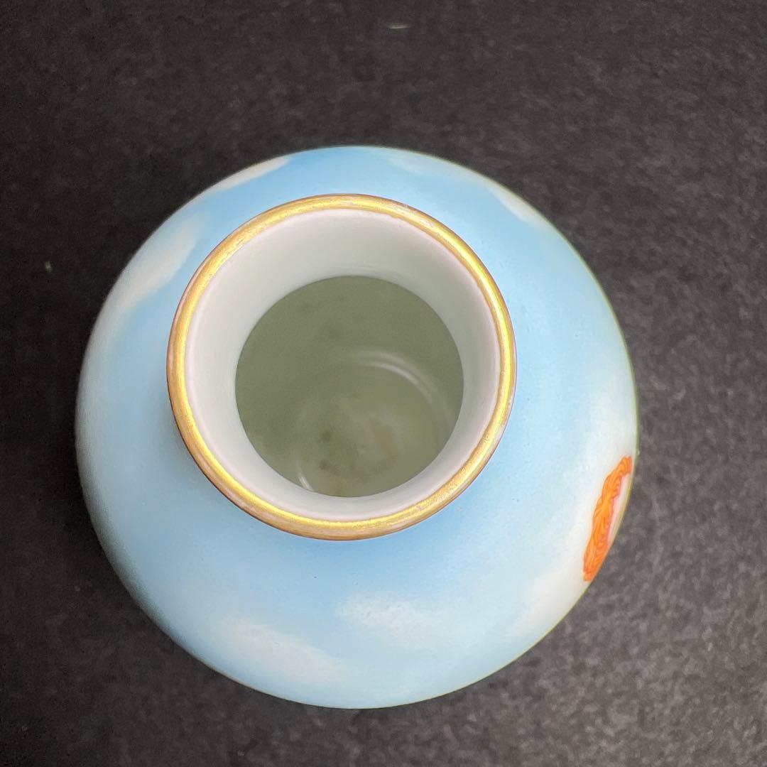 中国清時代　乾隆年製粉彩西洋人物花入　木箱付　高約13㎝　東Y8-0128☆2F