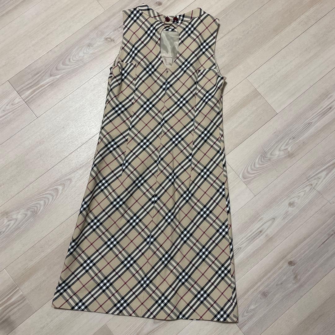 バーバリーブルーレーベル　ノバチェック柄 ノースリーブワンピース 38