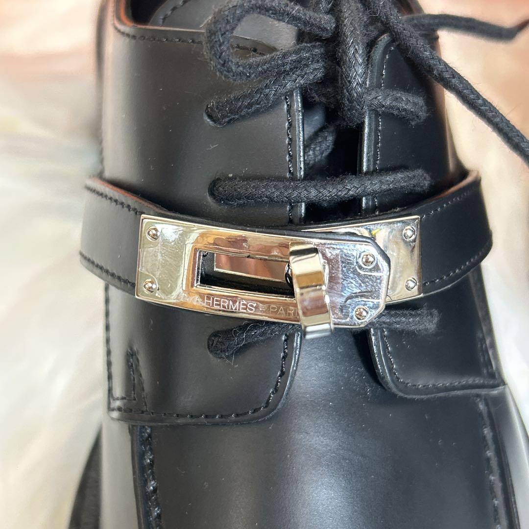 未使用級　HERMES エルメス　革靴　ケリー　ダービー　ファースト　36 黒