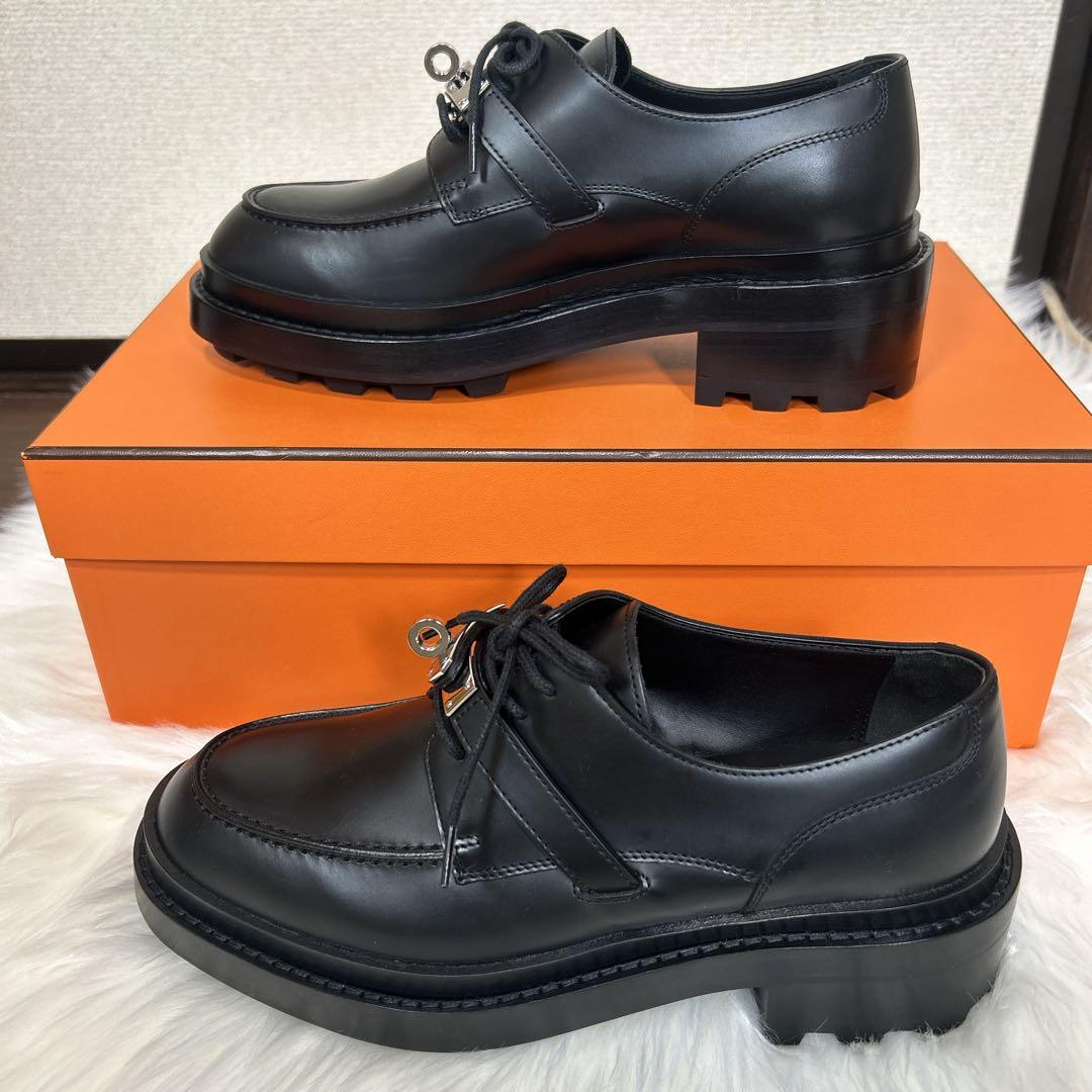 未使用級　HERMES エルメス　革靴　ケリー　ダービー　ファースト　36 黒