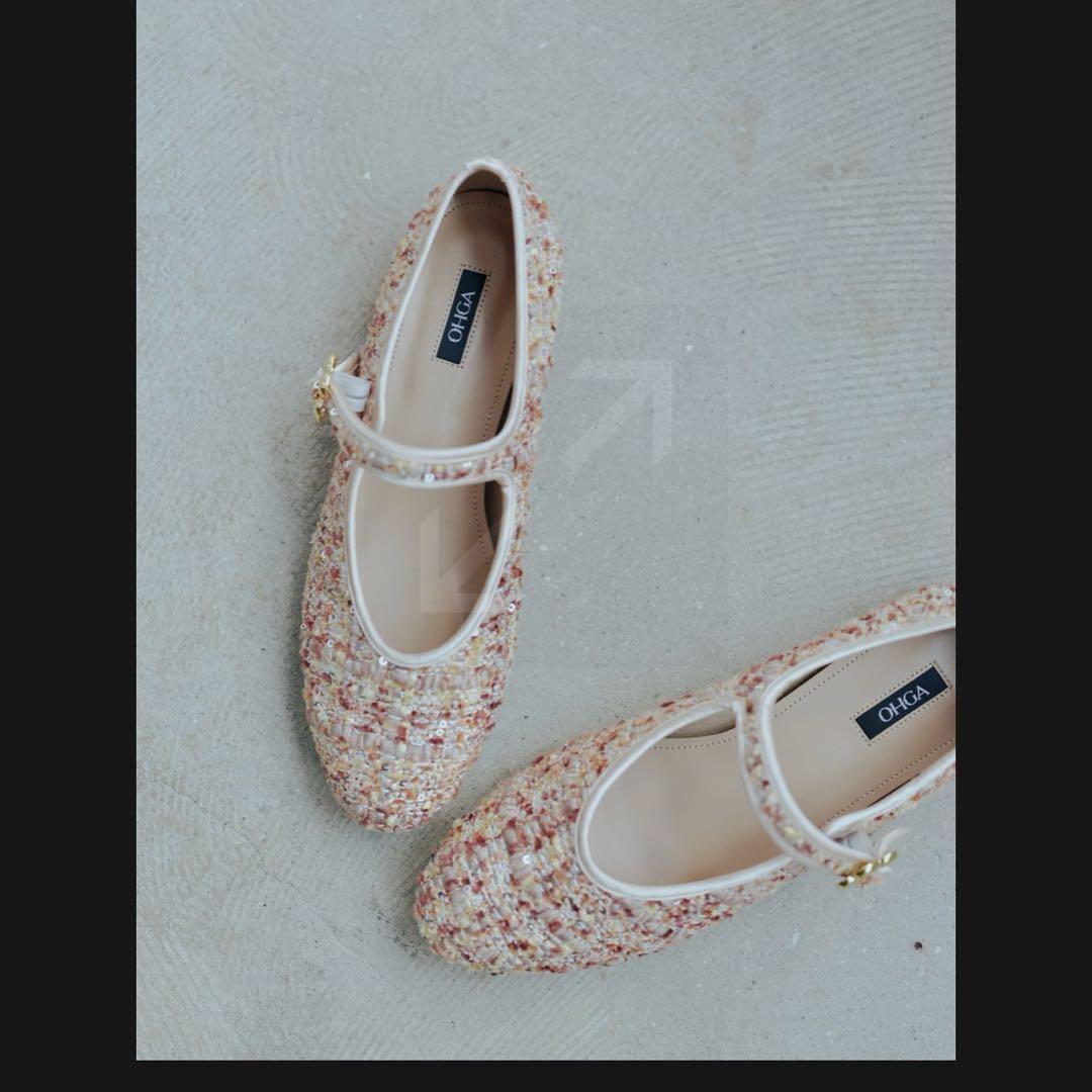 OHGA PETIT TWEED PUMPS ベージュ23.0cm パンプス