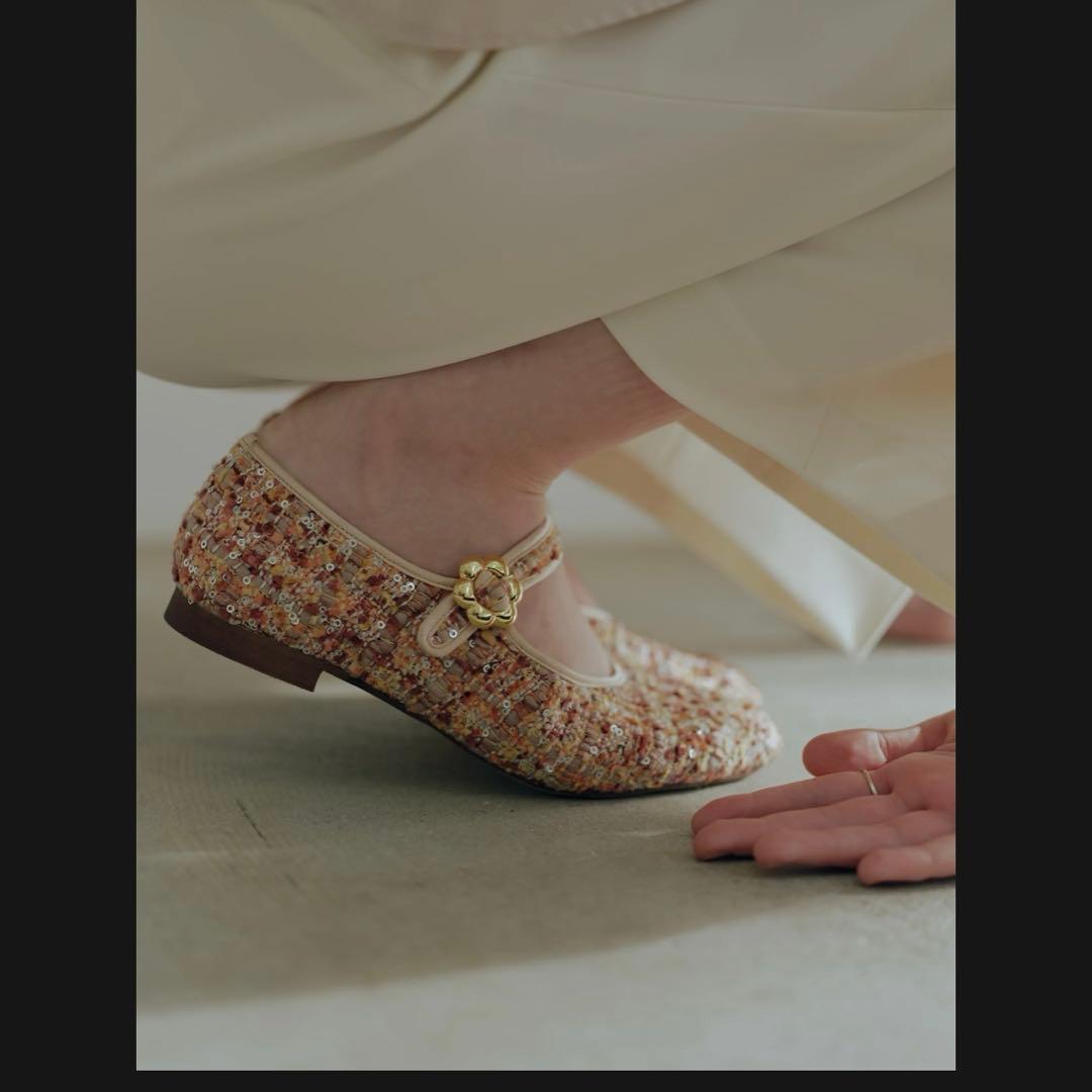 OHGA PETIT TWEED PUMPS ベージュ23.0cm パンプス