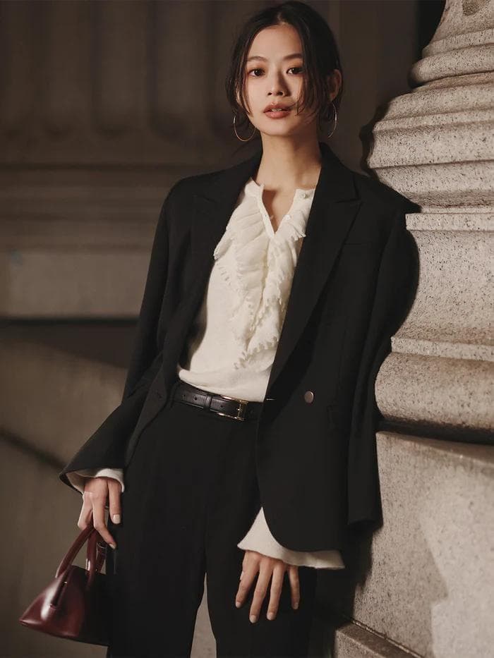 【新品】anuans ベーシックダブルジャケット BLACK 1サイズ