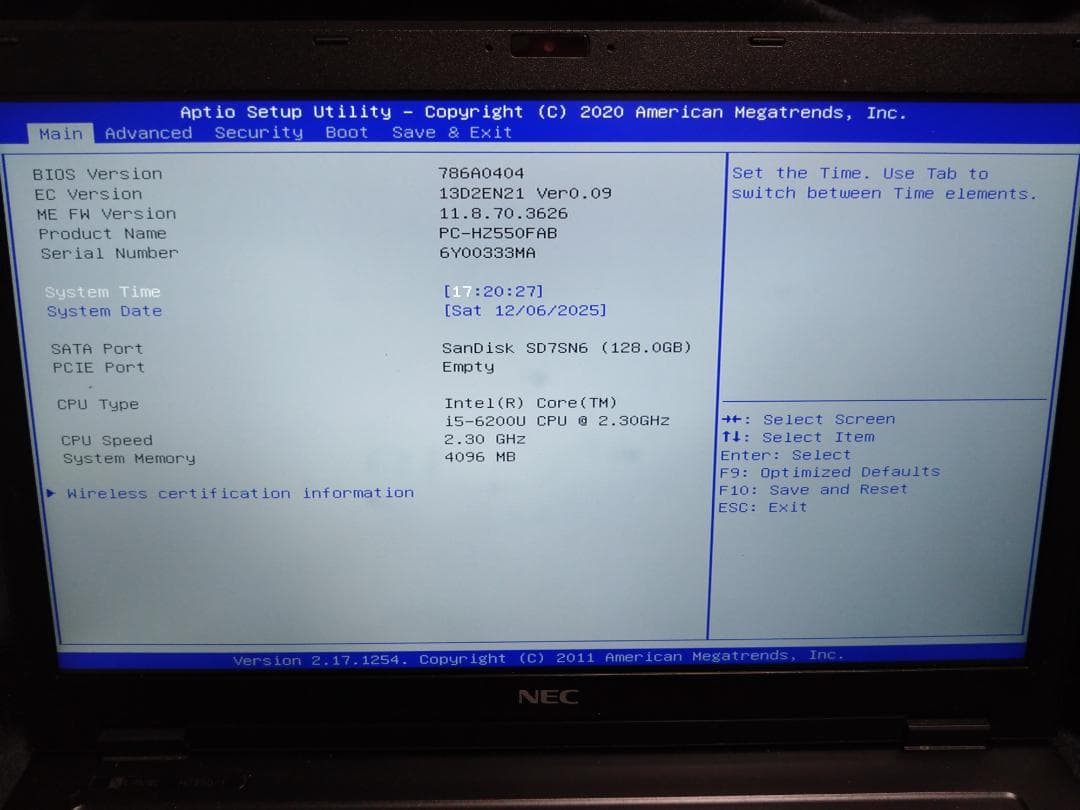Windowsノート本体 NEC Lavie Hybrid ZERO HZ550/FAB