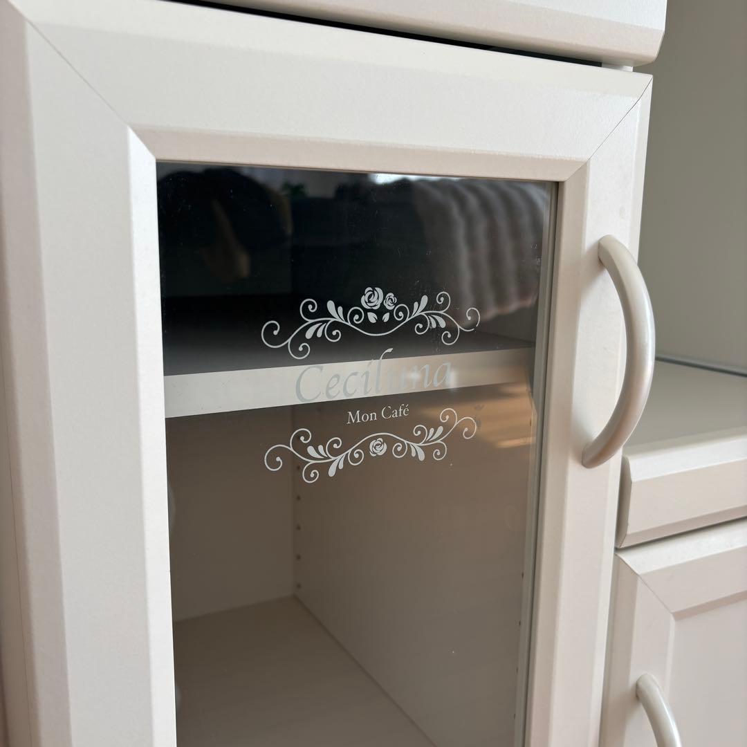 【即日発送】セルシナ カップボード ホワイト　レンジ台　食器棚　シンプル