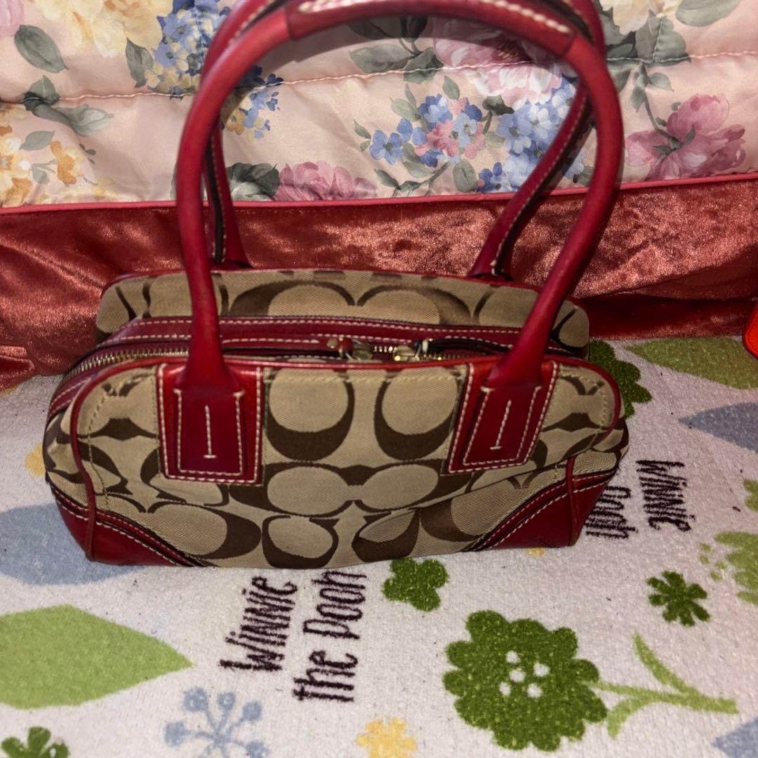 未使用に近い　Coach ショルダーバッグ レッド ベージュ