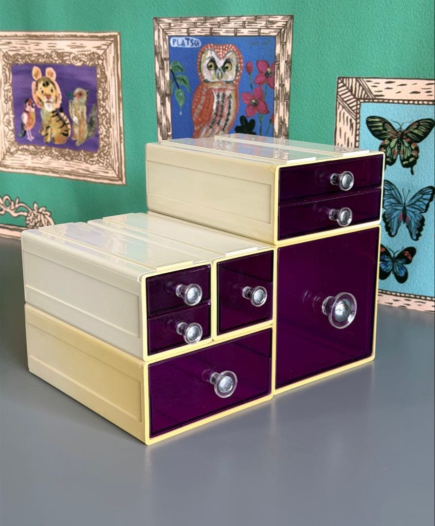 スペースエイジ　連結小物入れ　カセッター　アクリル　プラスチックケース　引き出し