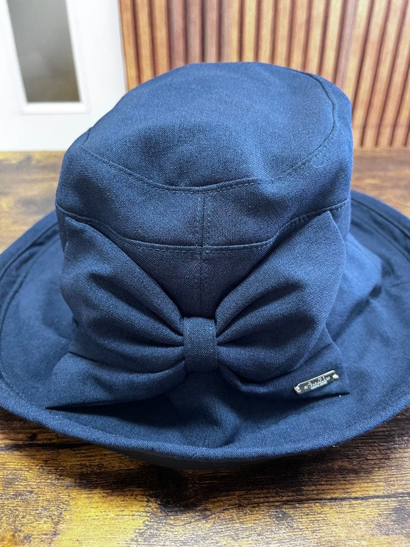 ロサブラン　リボンハット　シャンブレー　ネイビーS