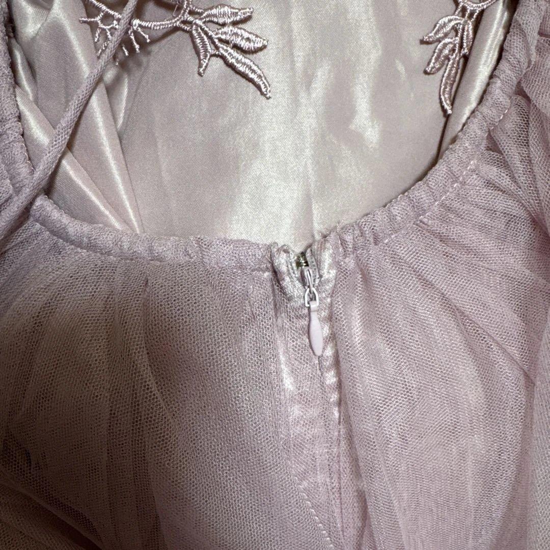 Tika ピンク レース装飾 ロングドレス S