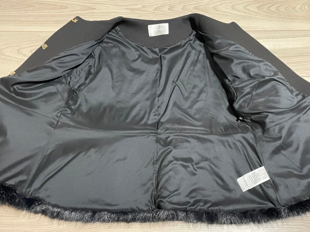 の*き様 CELFORD セルフォード 裾ファーブルゾン 黒 超美品 CWFJ2