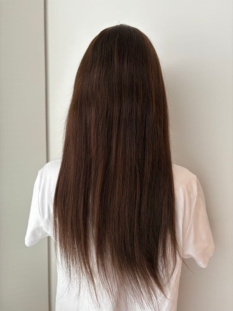 【うた】人毛100%フルウィッグ｜モカブラウン｜耳かけ・自然なもみあげ