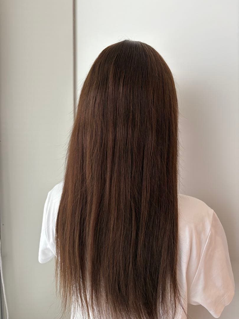 【うた】人毛100%フルウィッグ｜モカブラウン｜耳かけ・自然なもみあげ