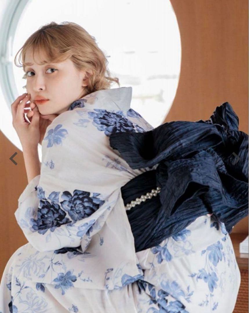 Dita 浴衣 紺 水彩の勿忘草色 美品　ネット完売品