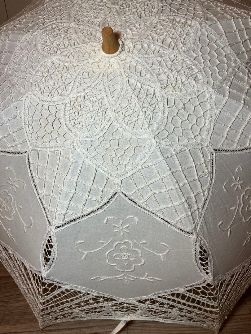 ★折りたたみ日傘★アンティークレースと刺繍 ★八角形