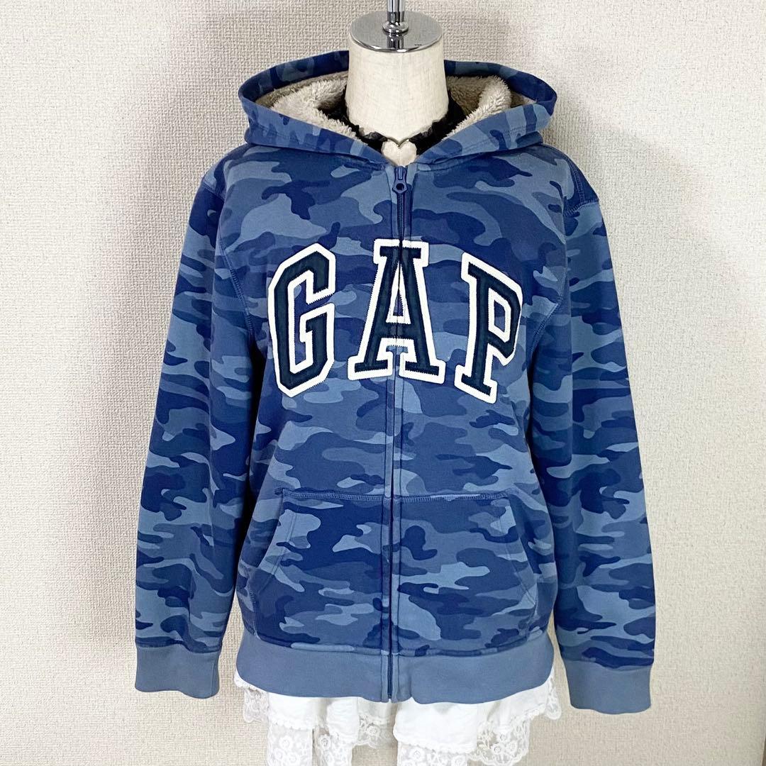 y2k GAP フルジップ パーカー 迷彩 平成ギャル グランジ 裏ボア