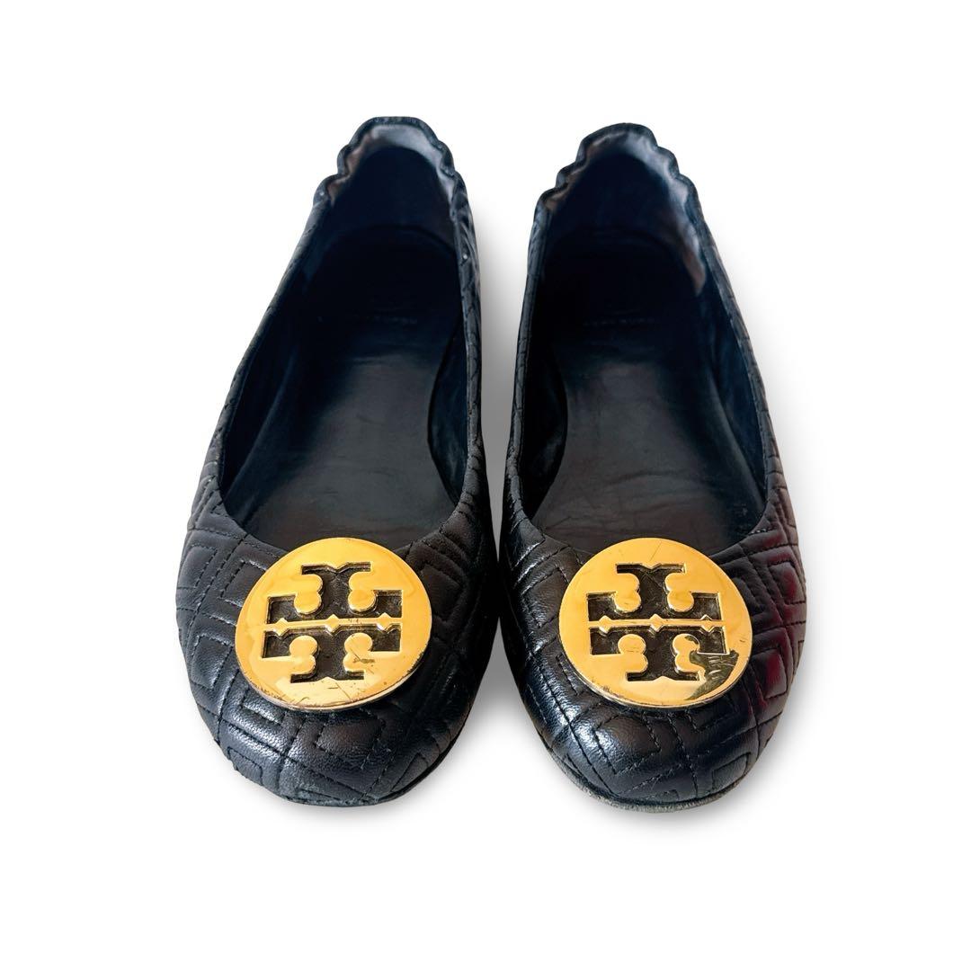 ToryBurch トリーバーチ キルティング フラットシューズ 黒 25.5㎝