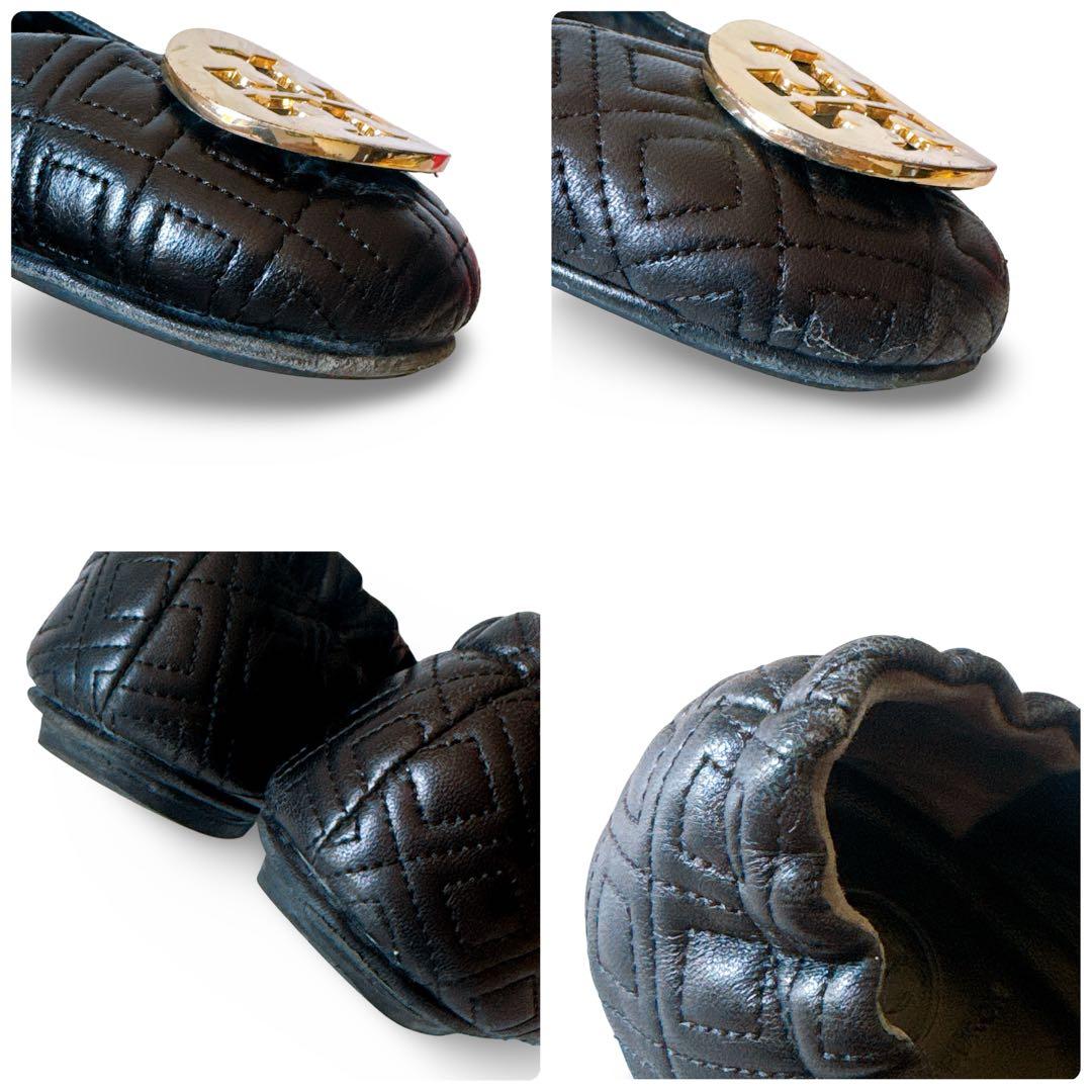 ToryBurch トリーバーチ キルティング フラットシューズ 黒 25.5㎝
