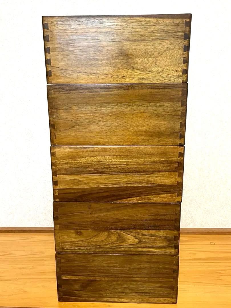 ギギliving チークスリム五段ハイチェスト W45✕D35xH114