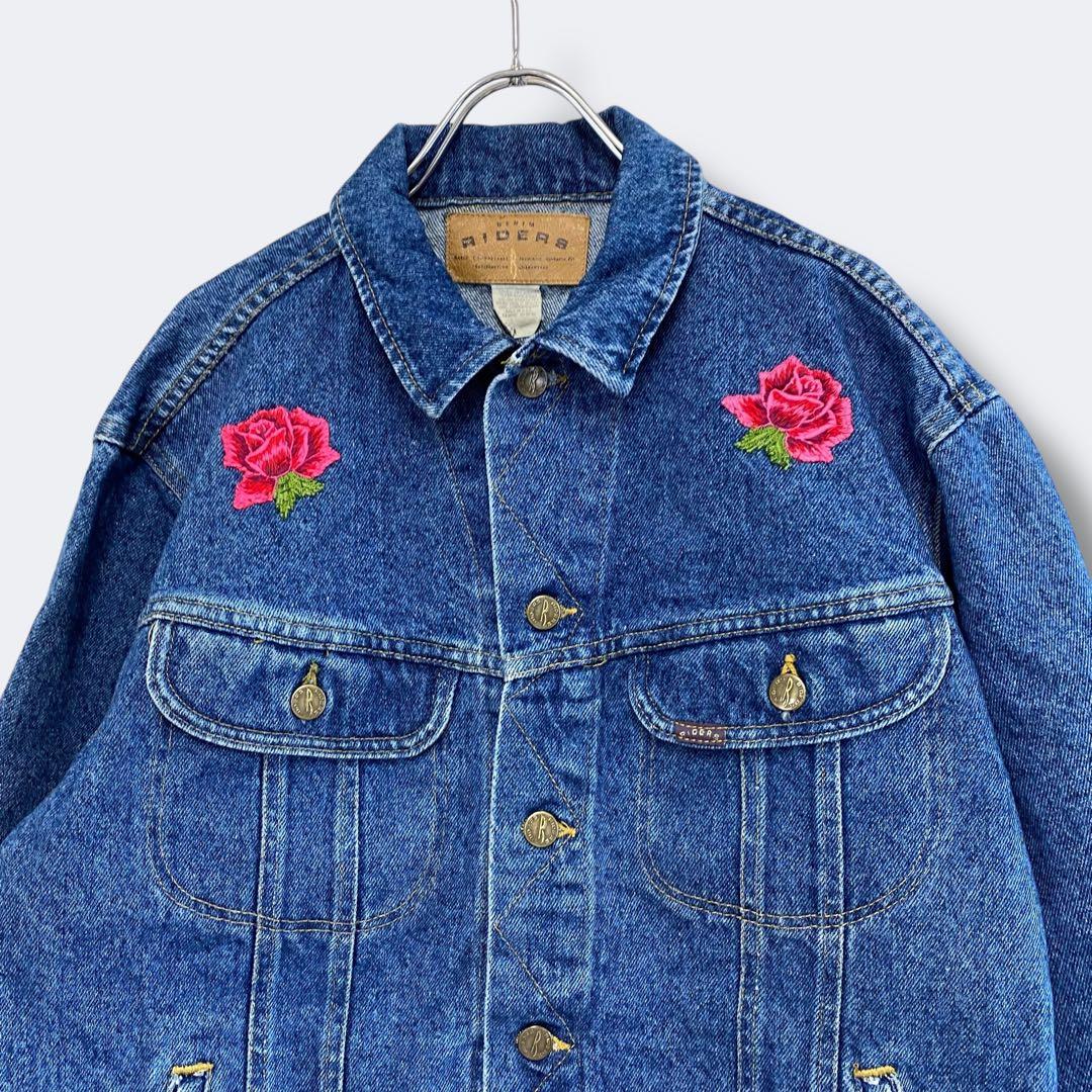 3点¥10,000 ビンテージ 古着 卸 レトロ 80's 花柄デニムジャケット