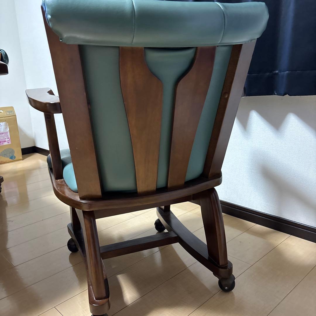 青緑色の合成皮革ダイニングチェア(コメント必須です)