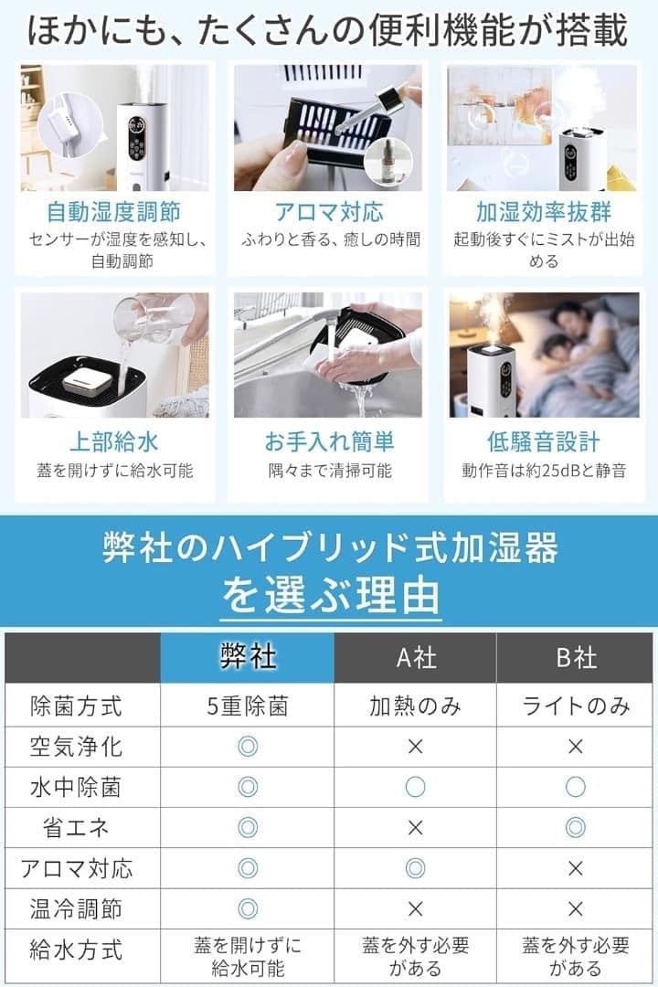 加湿器 大容量 9L 5重除菌浄化 空気清浄 省エネ スタイリッシュ 感染病対策