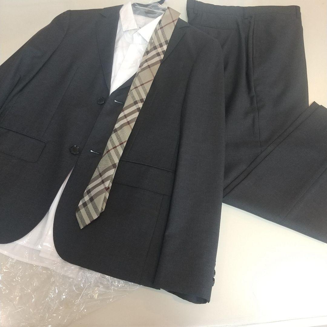 バーバリー14Y164cmスーツ 濃いグレー卒業式 入学式 シャツとネクタイ別売