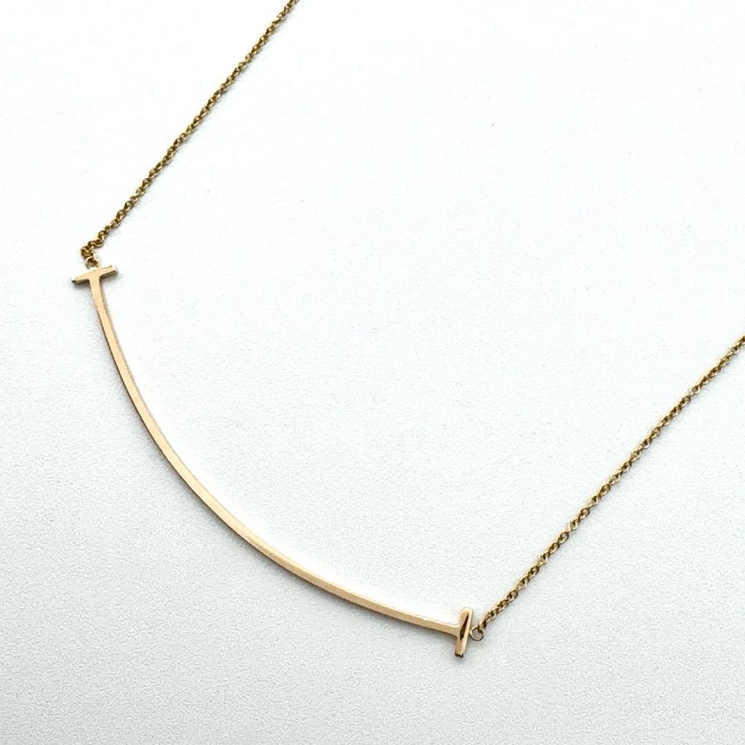 【美品】ティファニー Tスマイル ネックレス ラージ 18金 ローズゴールド