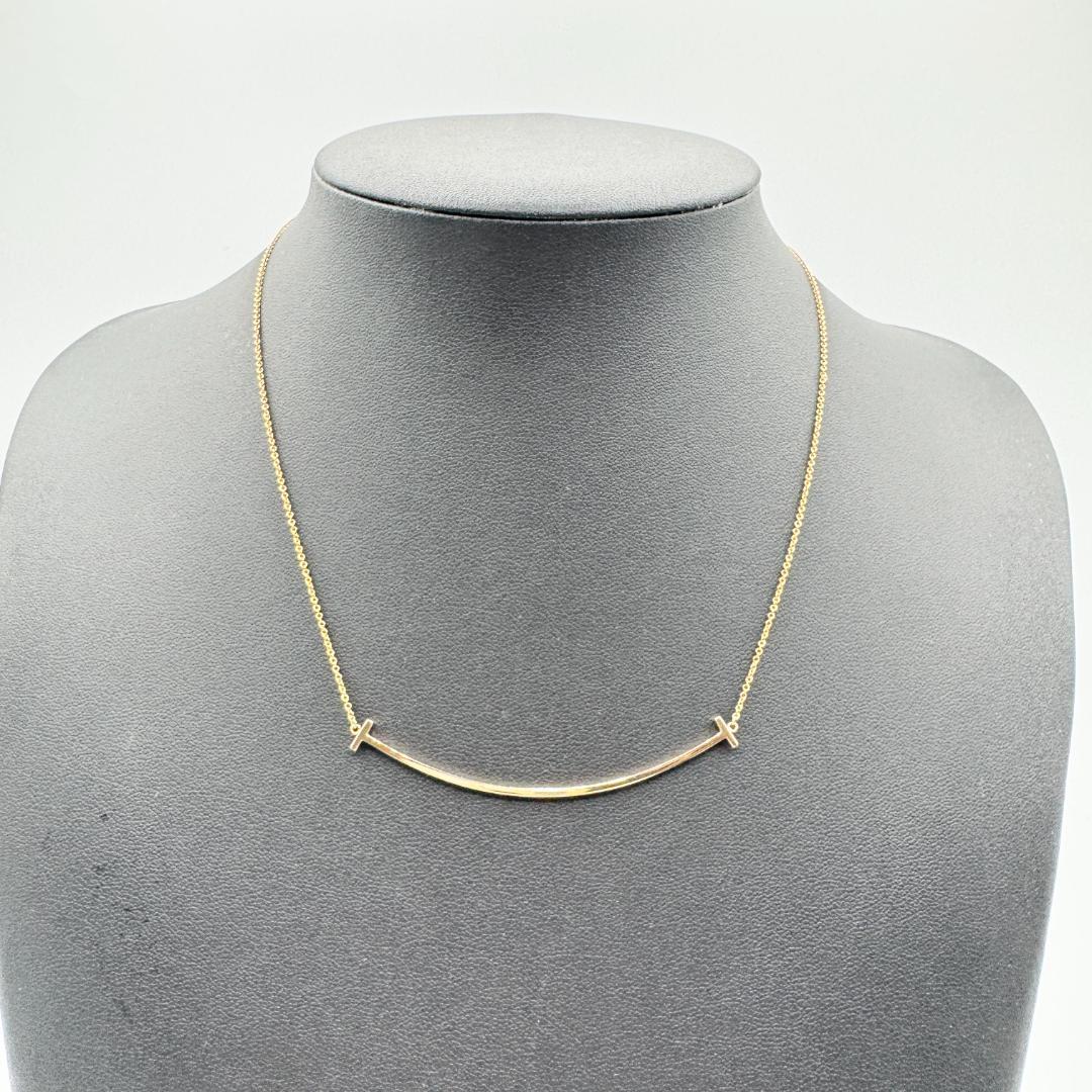 【美品】ティファニー Tスマイル ネックレス ラージ 18金 ローズゴールド